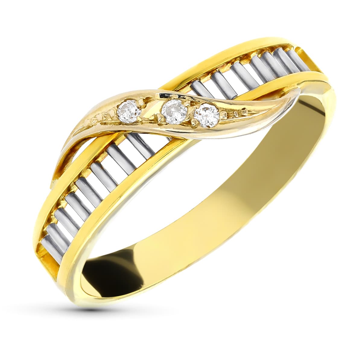 Sortija Diamantes Naturales Talla Brillante Calada Hoja de oro amarillo 18K