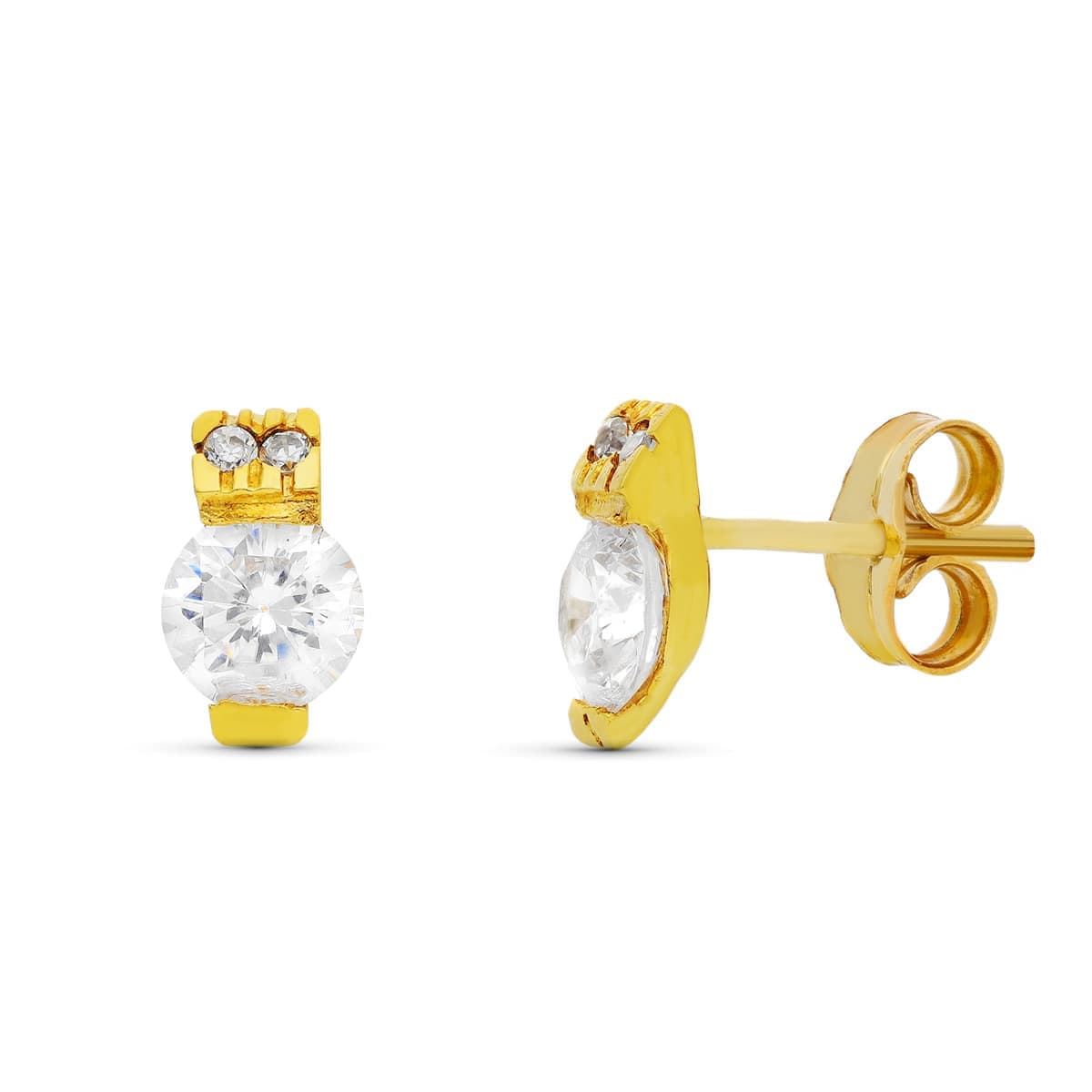 Pendientes Circonita 9 x 5 mm de oro amarillo 18K