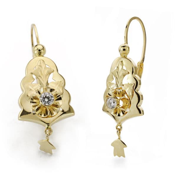 18K PENDIENTES ORO AMARILLO CIGARRON 25X12 MM CIERRE GANCHO