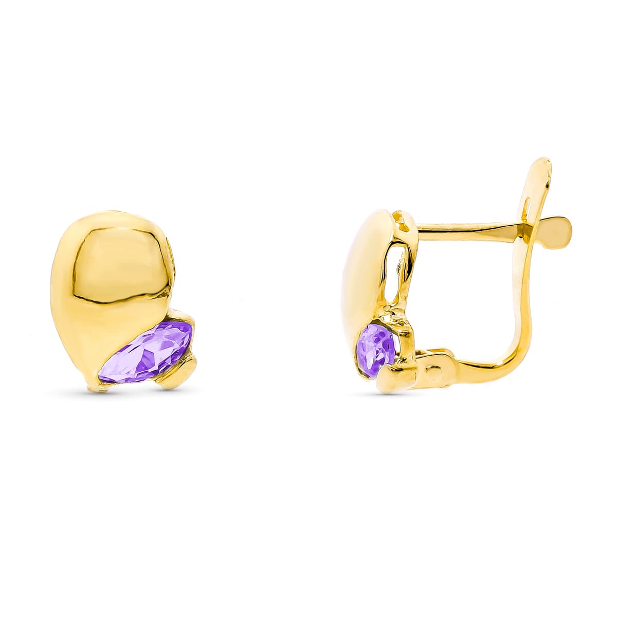 Pendientes Piedra Amatista de oro amarillo 18K
