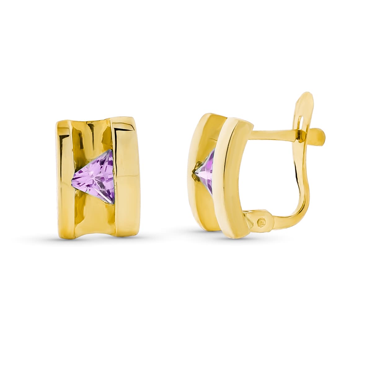 Pendientes Piedra Amatista 10 x 7 mm de oro amarillo 18K