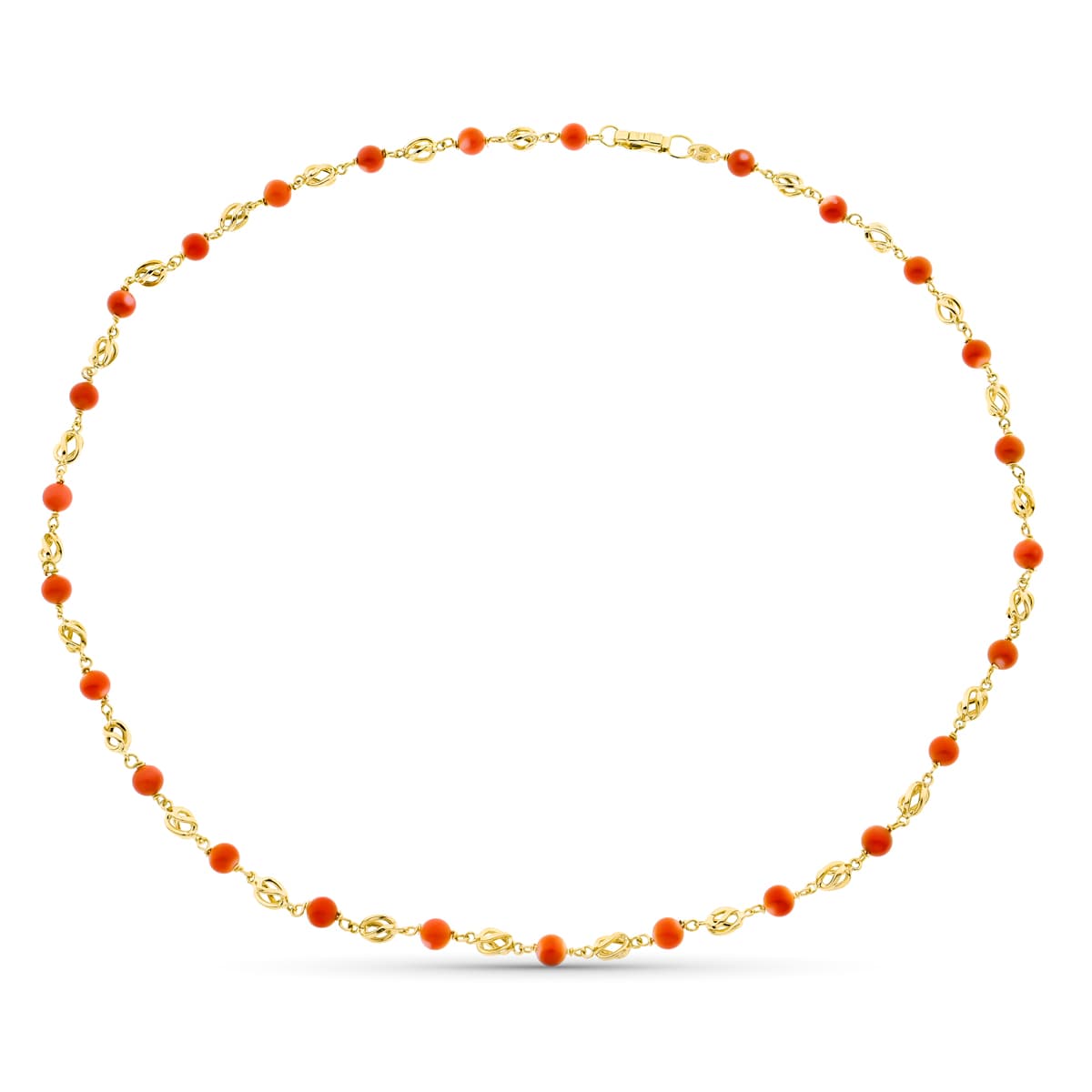 Gargantilla Jaula Coral Fino Japones 5 mm 50 cm de oro amarillo 18K