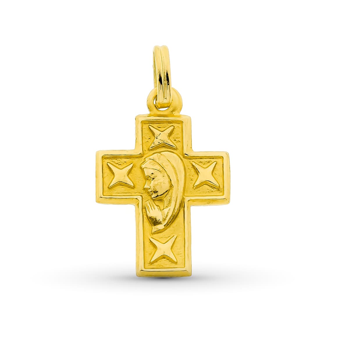 Cruz Virgen 23 x 16 mm de oro amarillo 18K