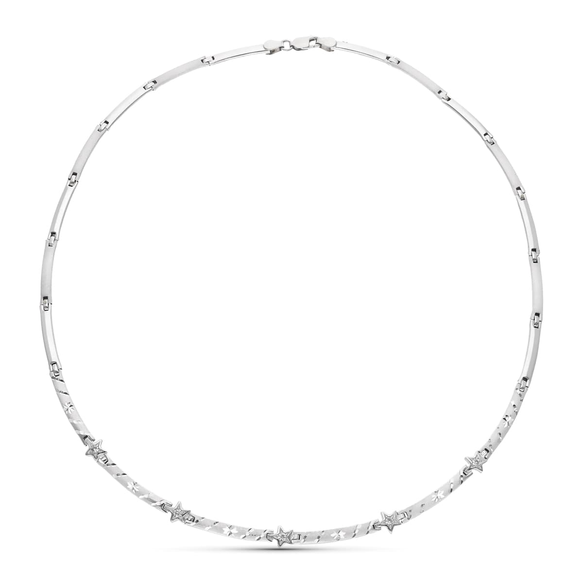 Gargantilla Mate y Brillo Tallada de oro blanco 18K