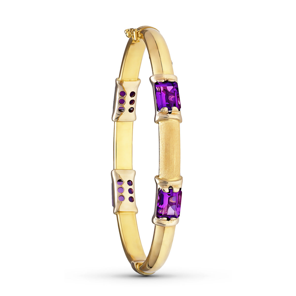 Pulsera Rigida 4 Piedras 19 cm de oro amarillo 18K