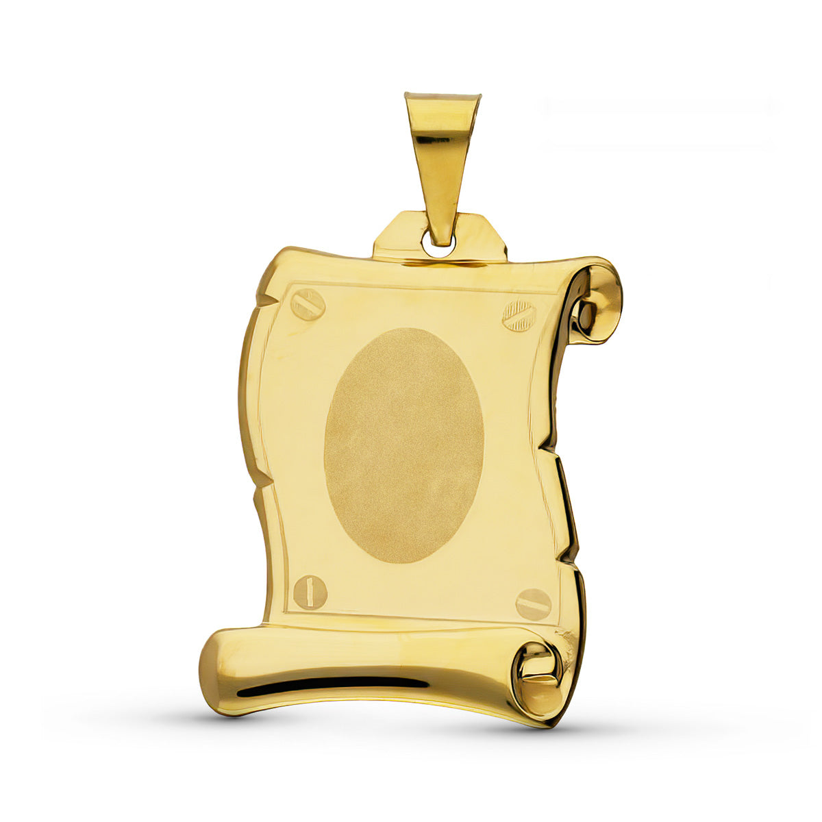 Colgante Placa Chapa Colgante Pergamino 28 x 20 mm de oro amarillo 18K