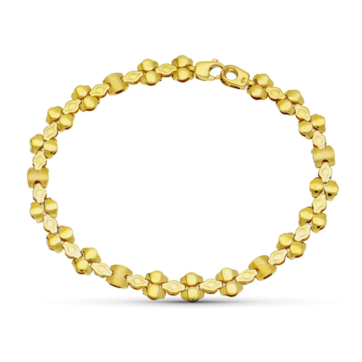 Pulsera Mate y Briilo de oro amarillo 18K