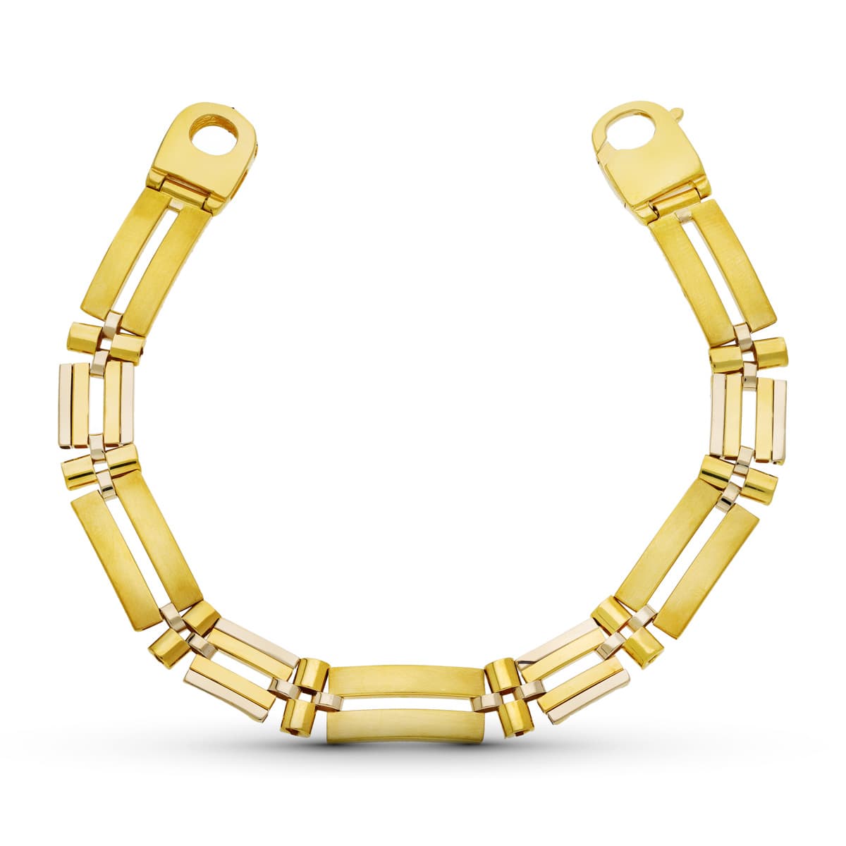 Pulsera Bicolor Eslabones Rectangulares 18K