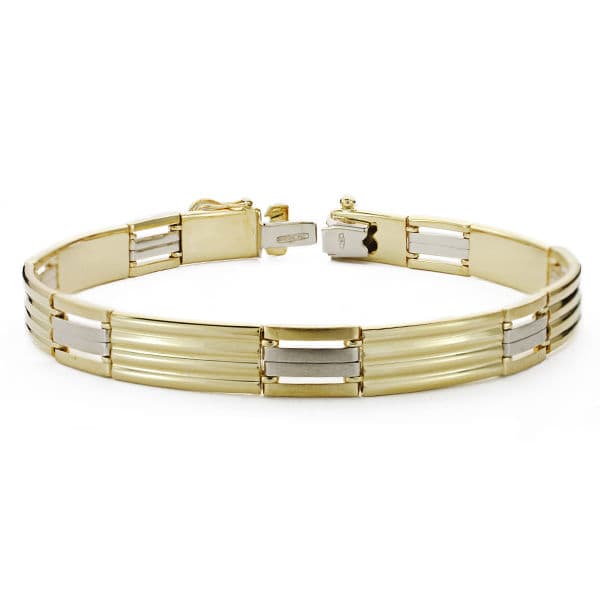 18K PULSERA CABALLERO BICOLOR 21.5 CM