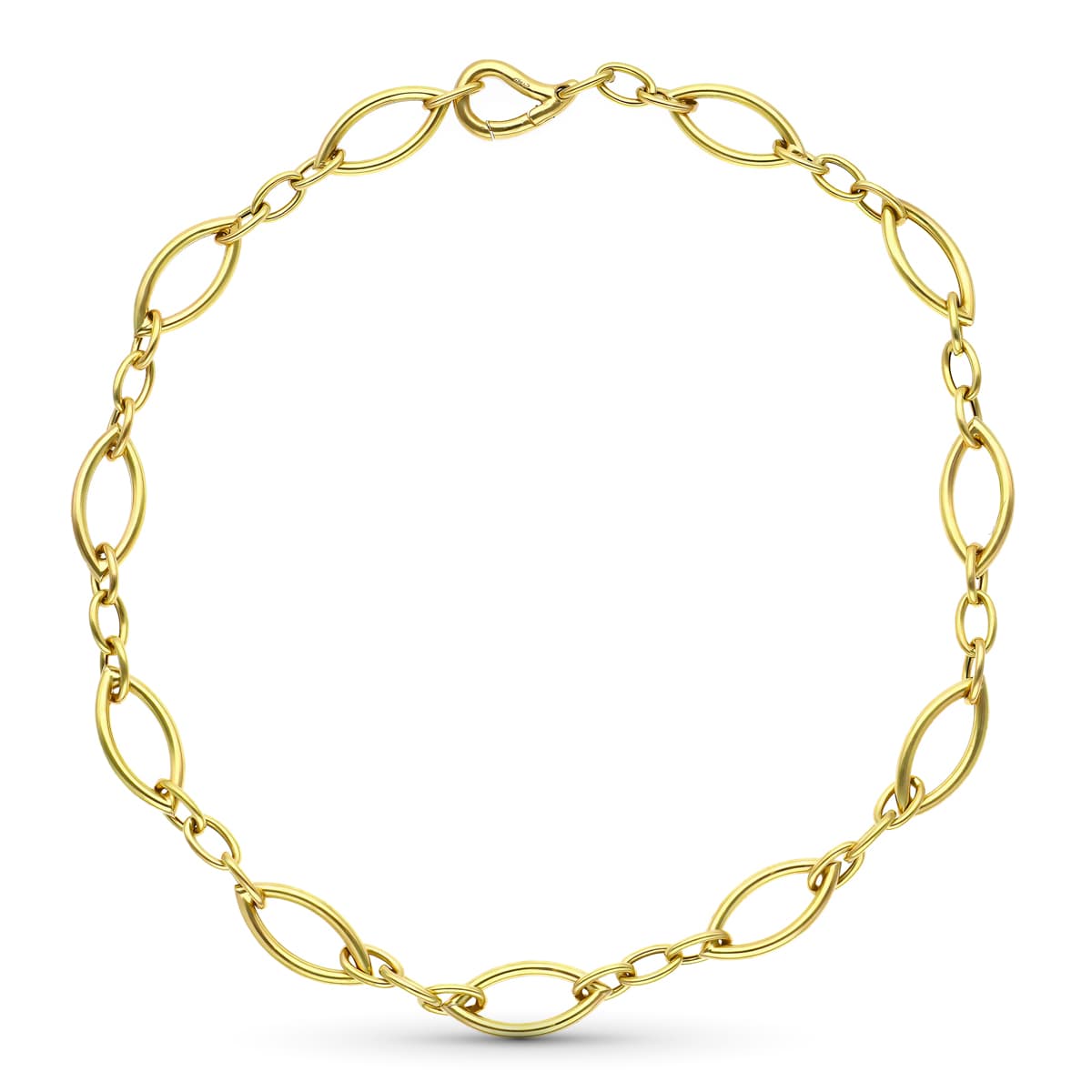 Gargantilla Eslabon Oval Hueca 43 cm de oro amarillo 18K