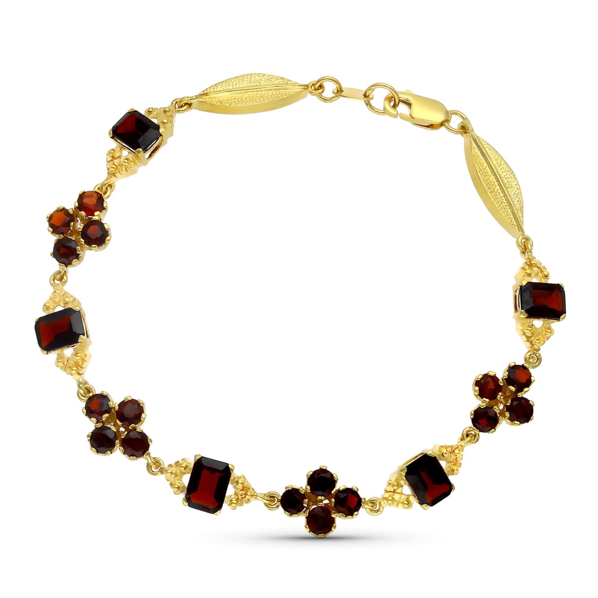 Pulsera Granates 19 cm de oro amarillo 18K
