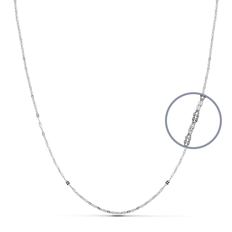 18K CADENA MACIZA ORO BLANCO 40CM 1.1 MM