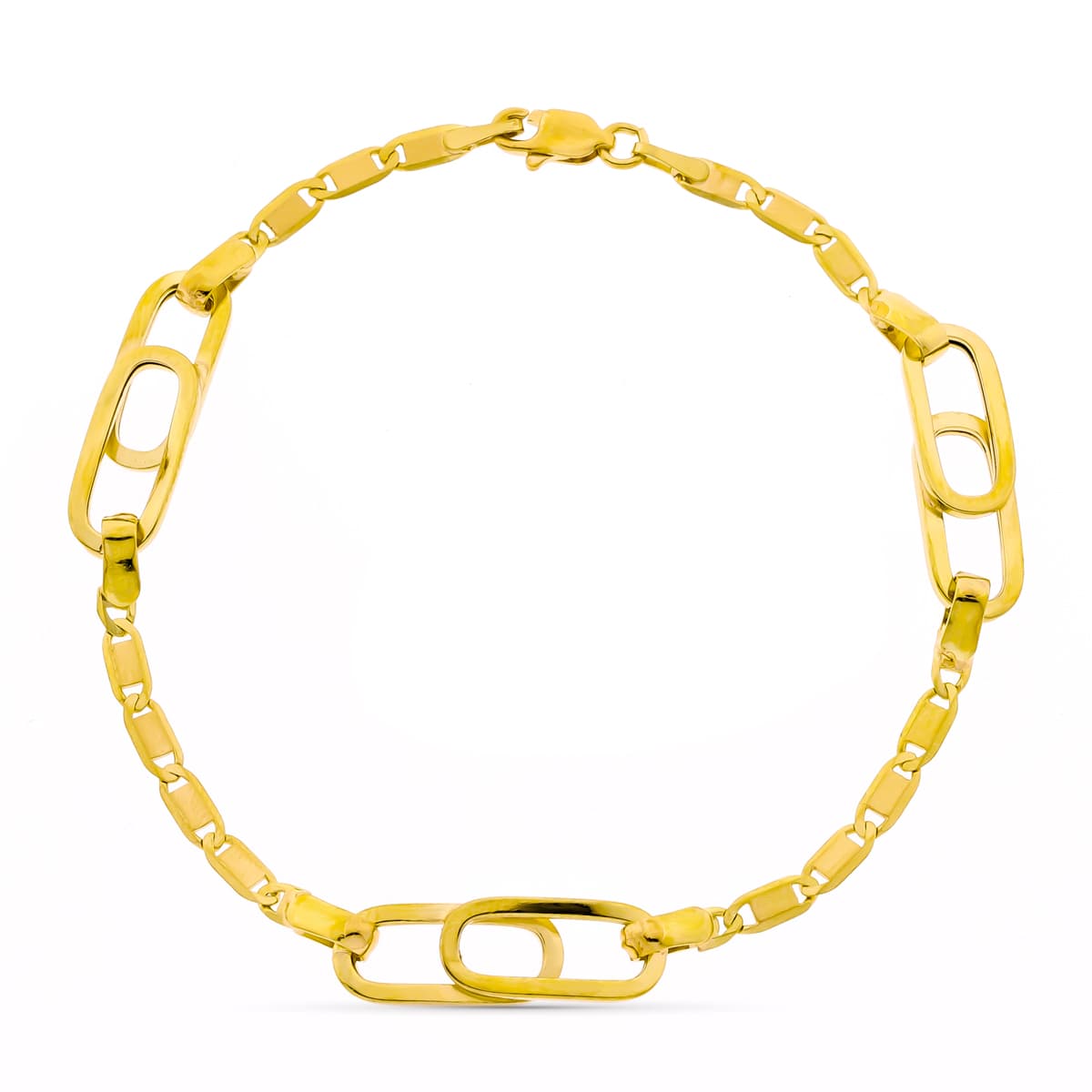 Pulsera Eslabones y Cadena Ancho 11 mm Largo 18,5 cm de oro amarillo 18K