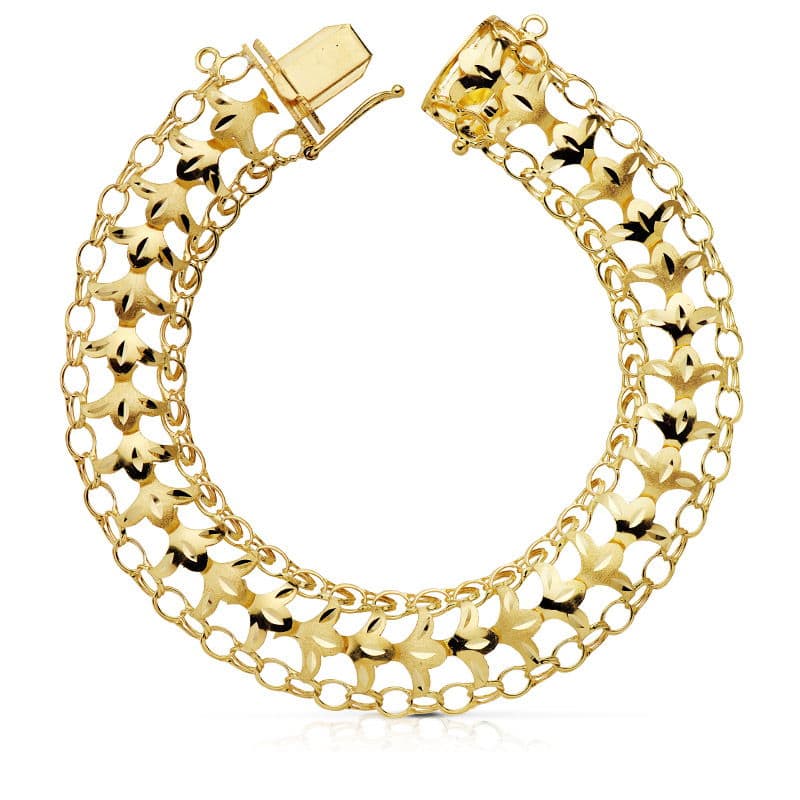 Pulsera Princesa 13 mm 19 cm de oro amarillo 18K