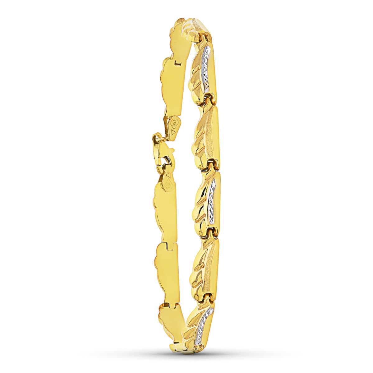 18K PULSERA ORO BICOLOR ESTAMPACION