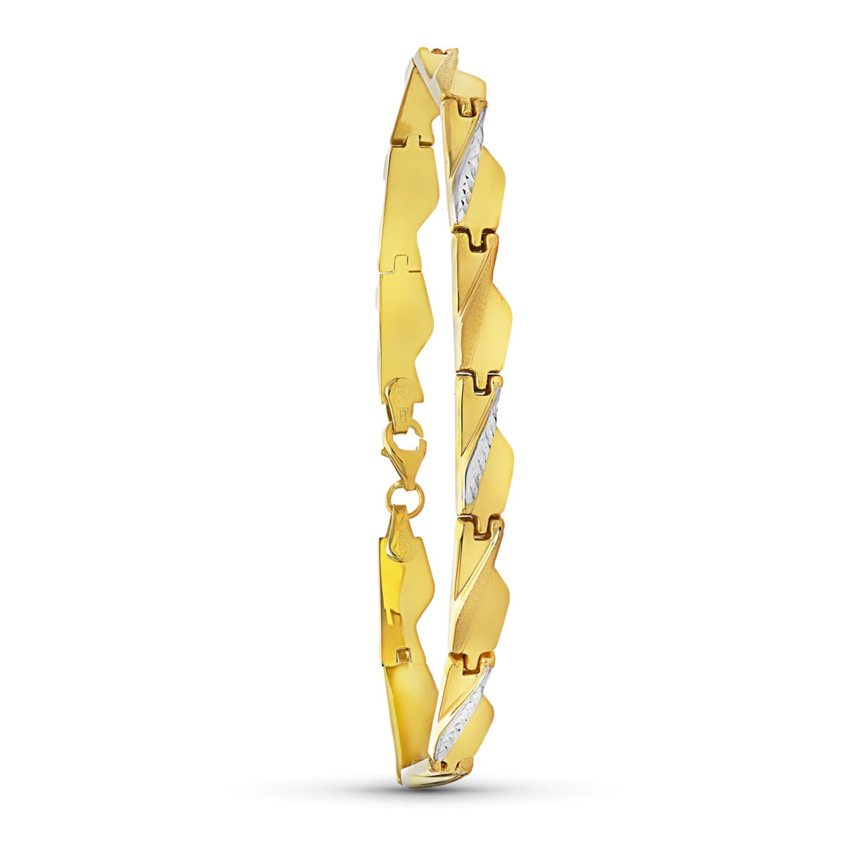 Pulsera Bicolor Estampacion 18K