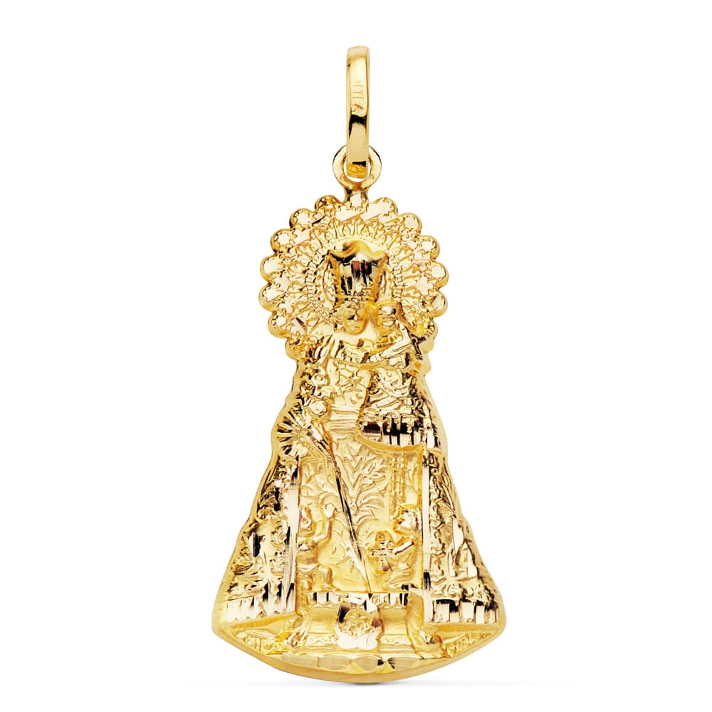 18K MEDALLA ORO AMARILLO VIRGEN DE LOS DESAMPARADOS SILUETA 33X18 MM