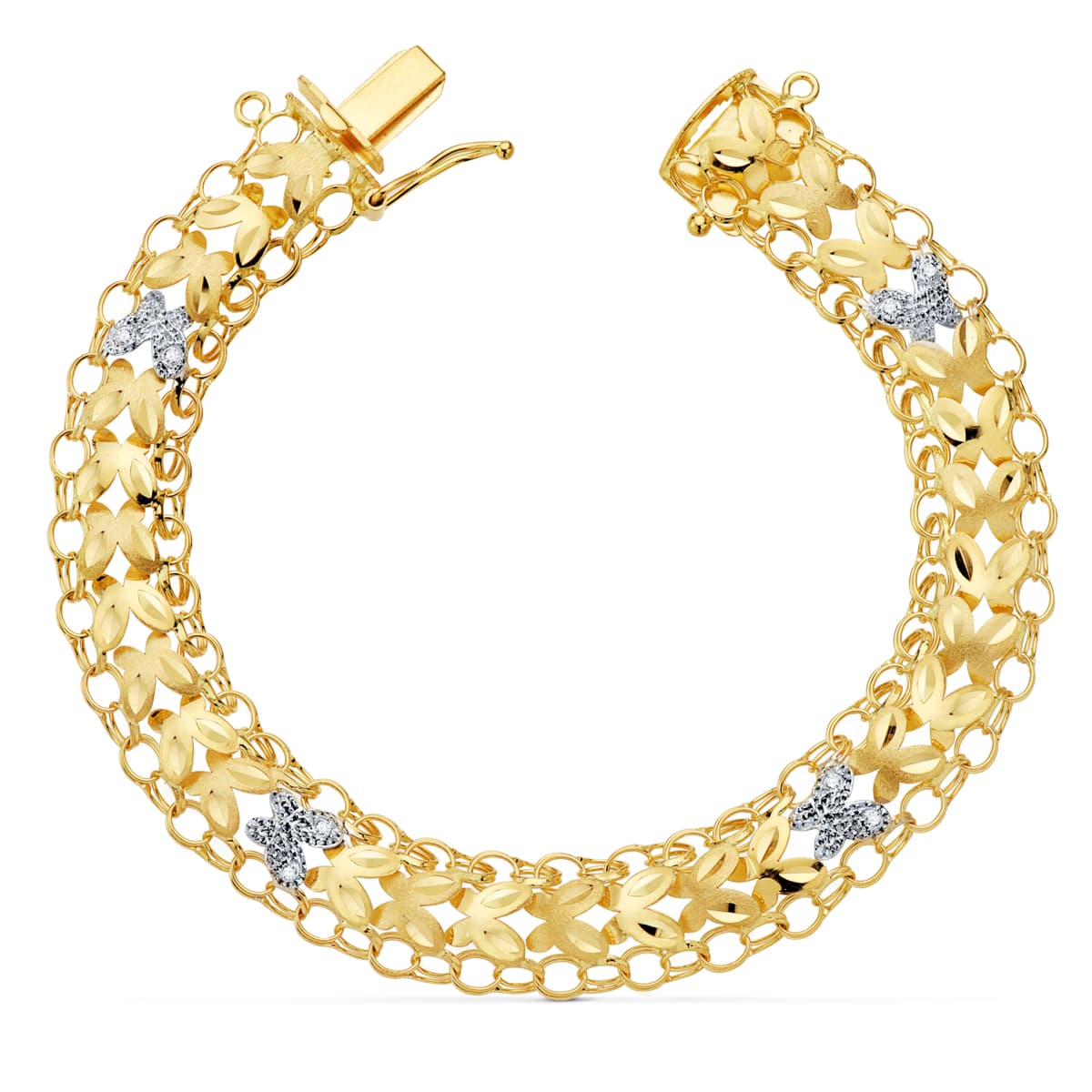 Pulsera Princesa Bicolor 20 cm Ancho 10 mm 18K