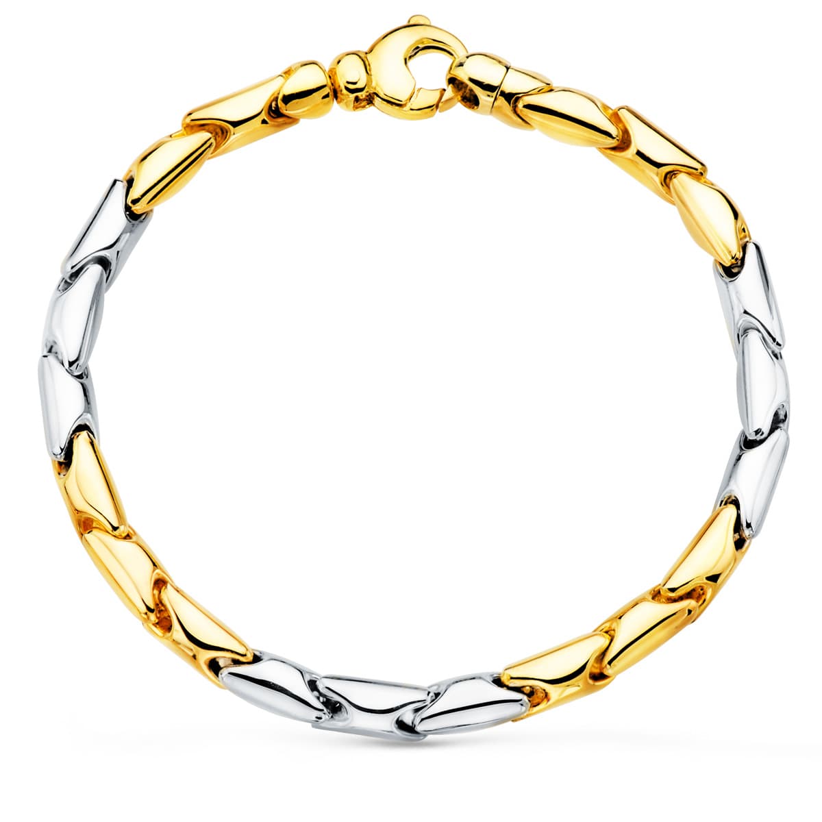 Pulsera Bicolor Eslabones Articulados. Ancho 5 mm 20,5 cm 18K