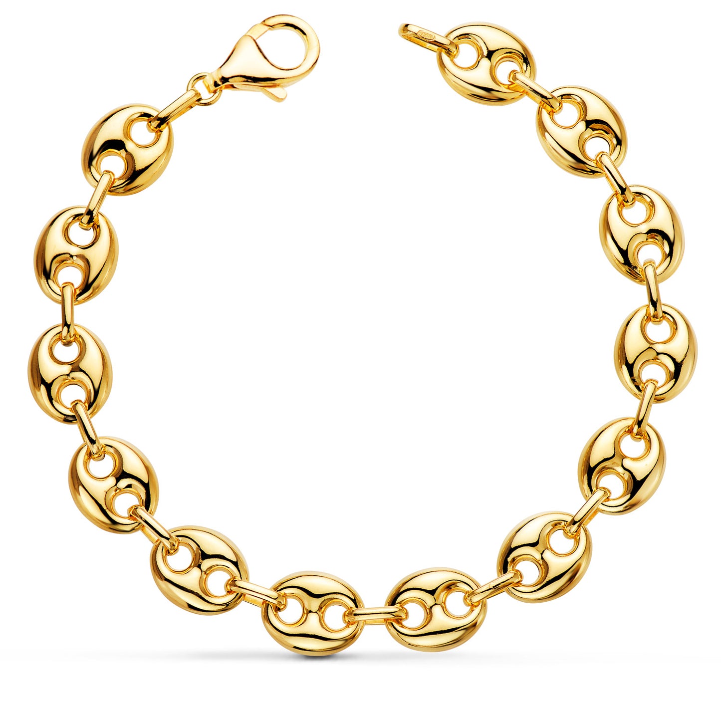 Pulsera Calabrote Hueco Ancho: 10 mm. Largo: 21 cm de oro amarillo 18K