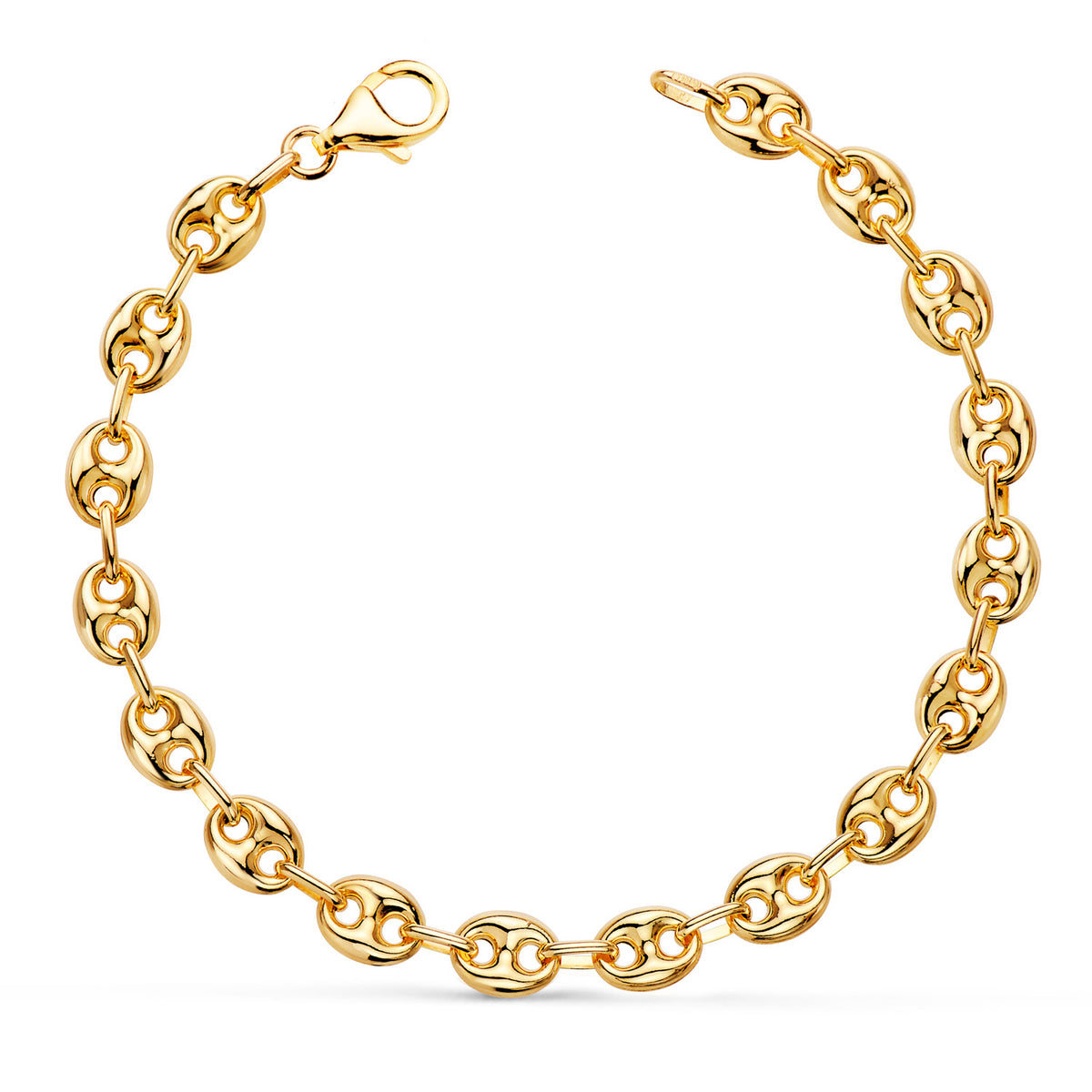 Pulsera Calabrote Hueco Ancho: 6 mm. Largo: 19 cm de oro amarillo 18K