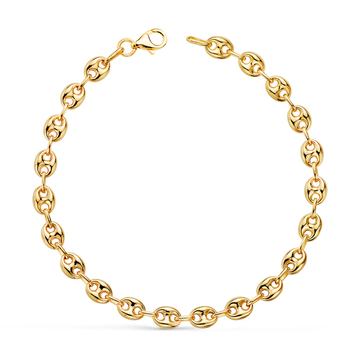 Pulsera Calabrote Hueco Ancho: 5 mm. Largo: 19 cm de oro amarillo 18K