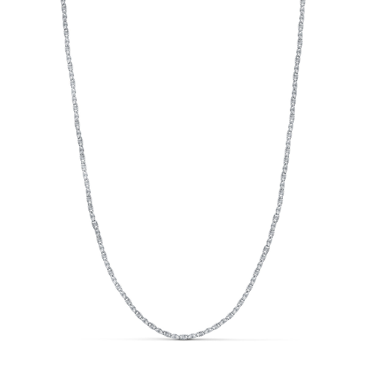 Cadena Forzada Maciza Tallada. Ancho: 1,8 mm. Largo: 50 cm de oro blanco 18K