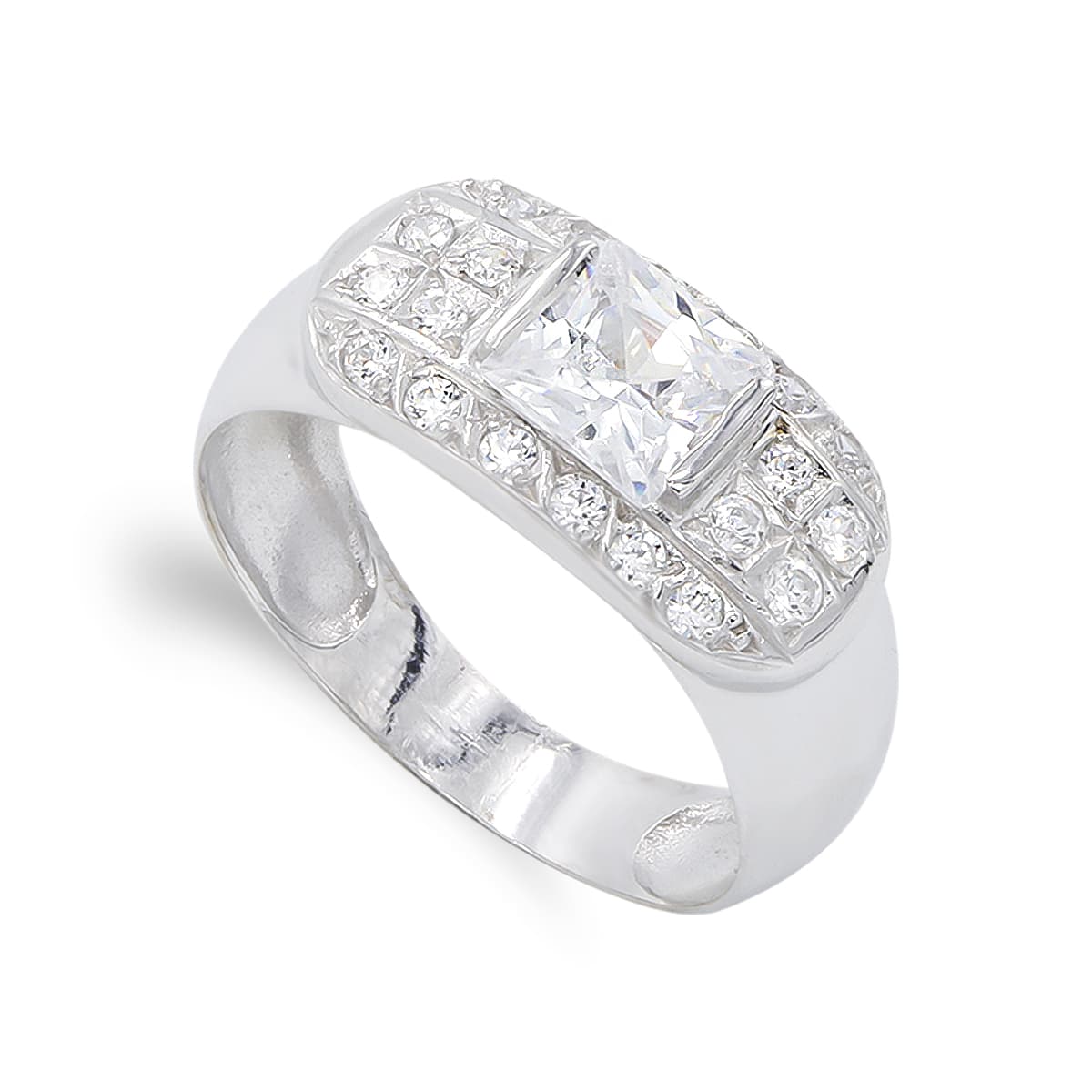 18K SORTIJA ORO BLANCO PIEDRA Y CIRCONITAS. ANCHO: 9 MM