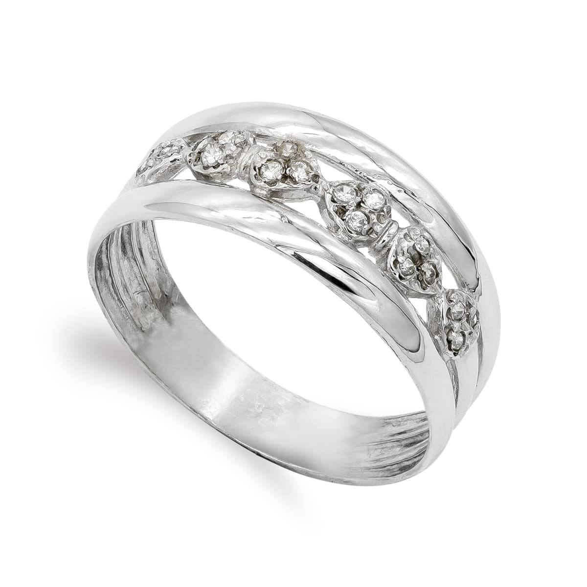 18K SORTIJA ORO BLANCO Y CIRCONITAS. ANCHO: 9 MM