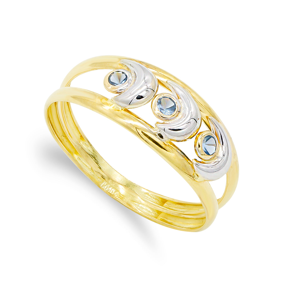 Sortija Bicolor y Circonitas 18K