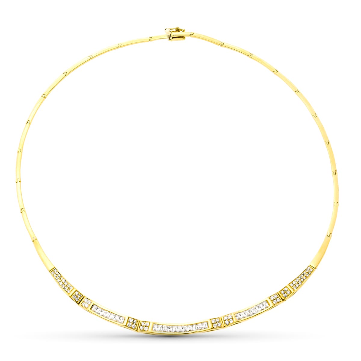Gargantilla y Barritas con Circonitas de oro amarillo 18K