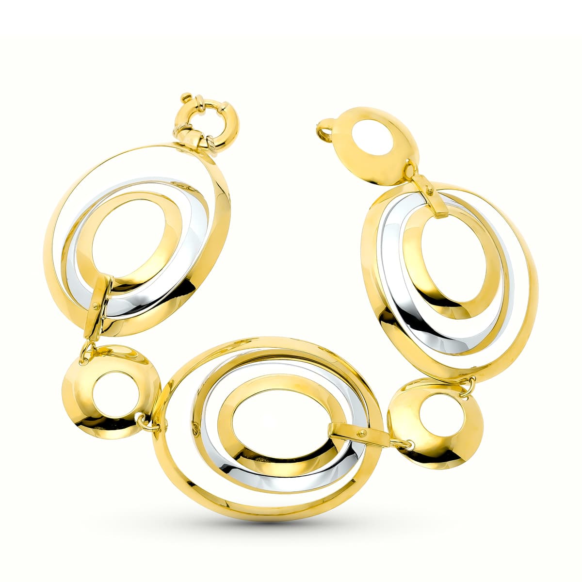 Pulsera Bicolor Eslabones Circulos 18K