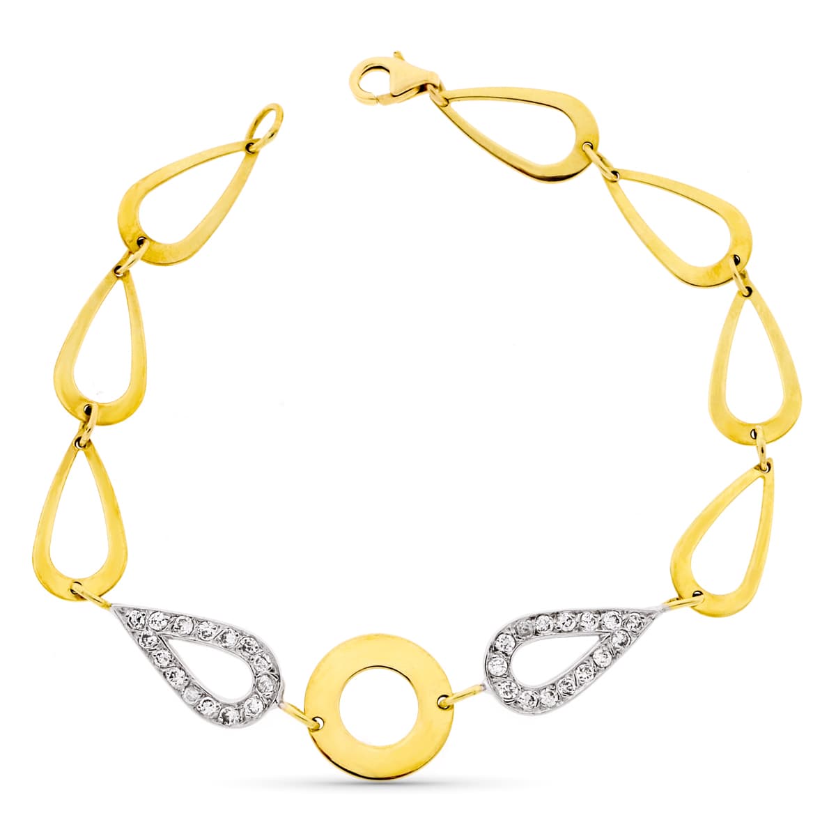 Pulsera Bicolor con Circonitas 18K