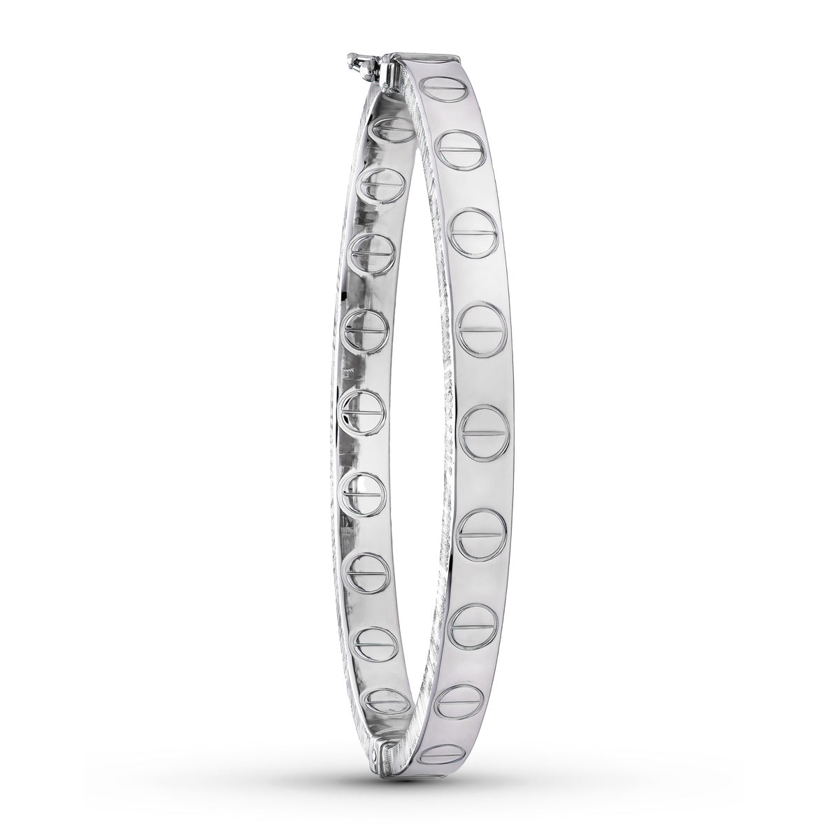 Pulsera Rigida Medida Interior 62 x 55 mm Ancho Total 8 mm de oro blanco 18K