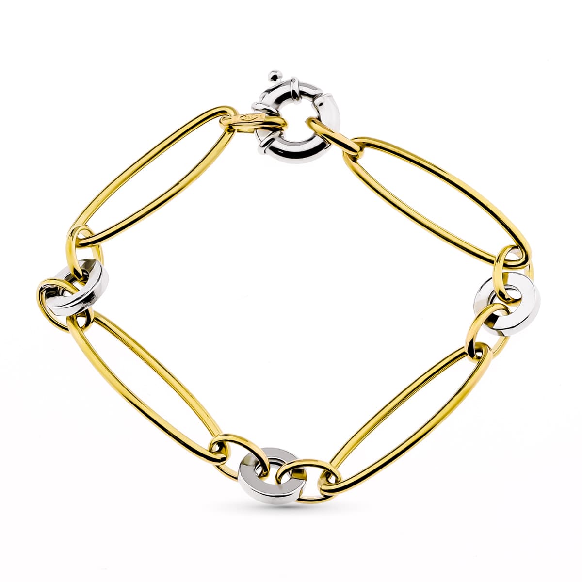 18K PULSERA BICOLOR ESLABONES