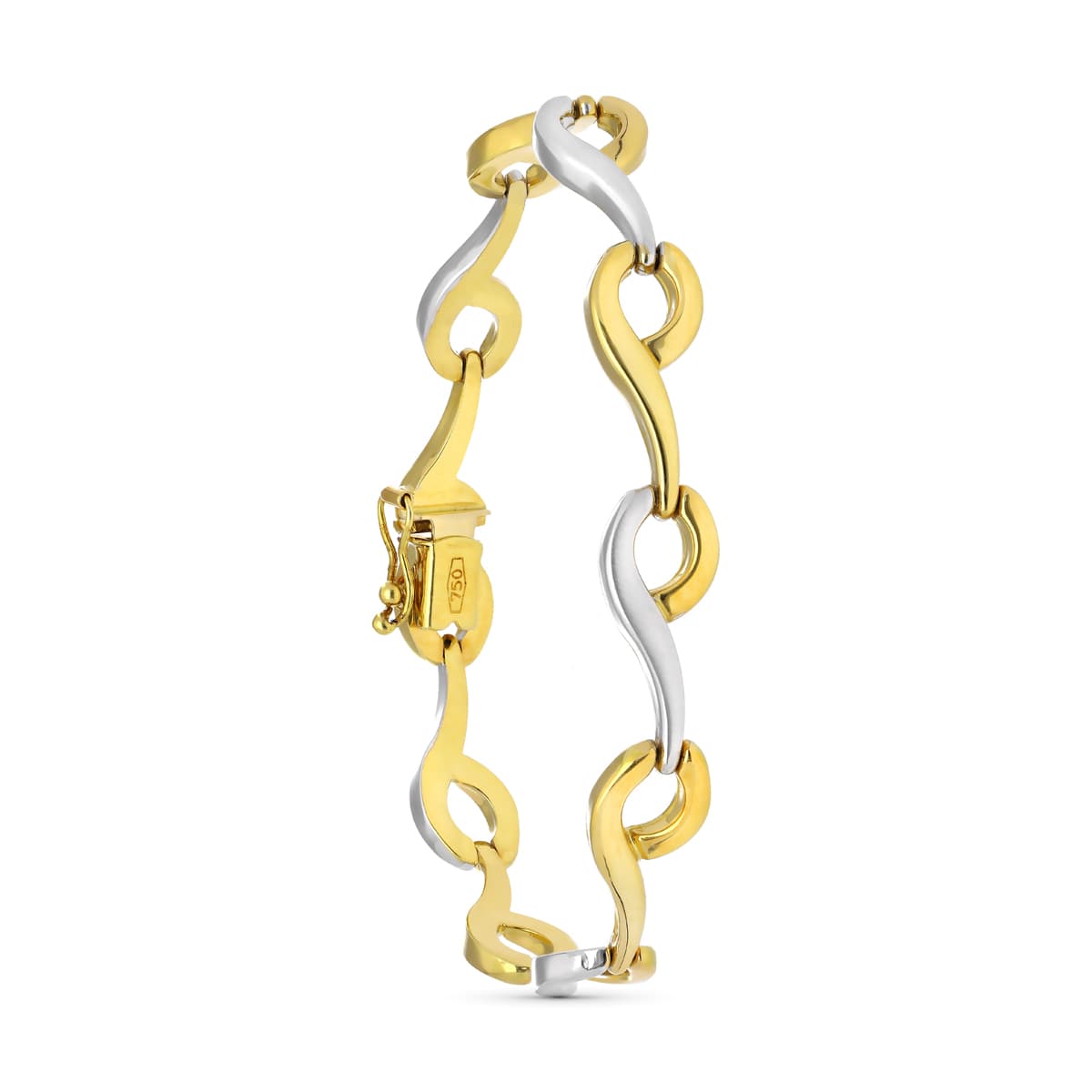 Pulsera Bicolor Mate y Brillo Eslabones 18K