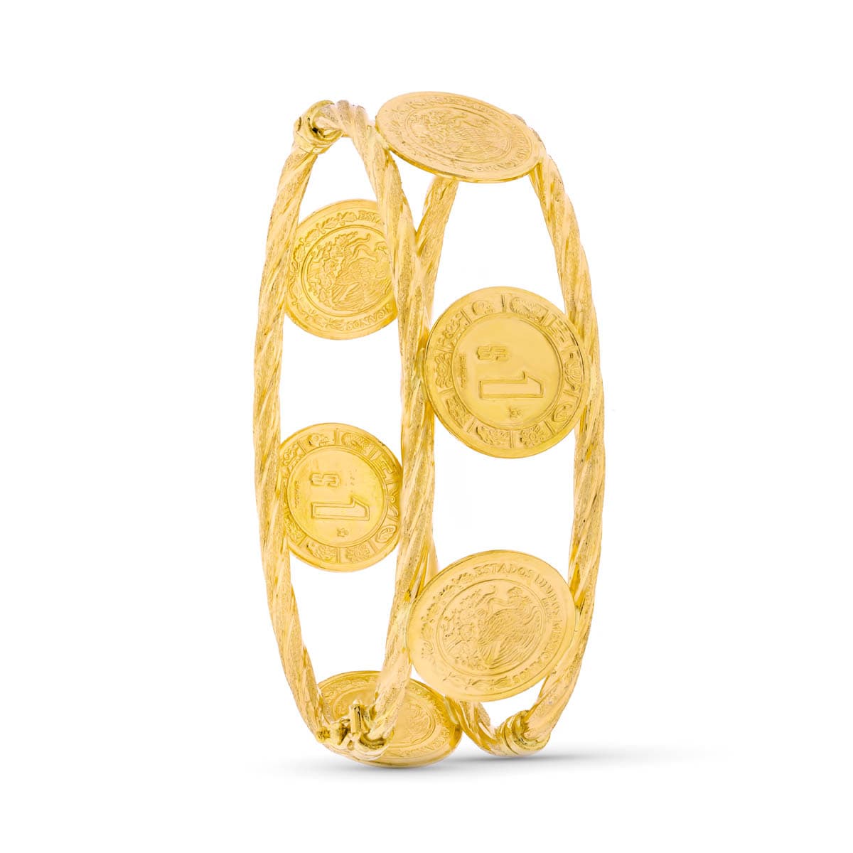 18K PULSERA ORO AMARILLO RIGIDA MONEDAS 18 MM