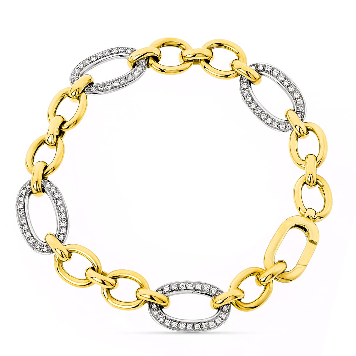 Pulsera Bicolor Eslabones Ancho 11 mm Largo 20 cm 18K