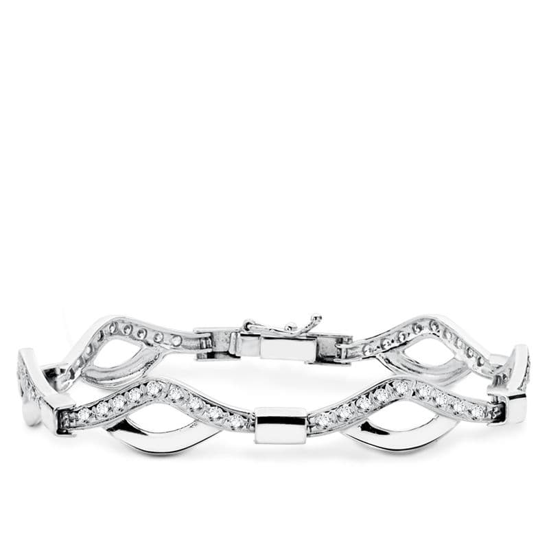 Pulsera Circonita 18,5 cm de oro blanco 18K