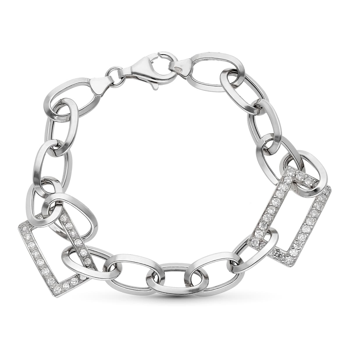 Pulsera con Circonita 19 cm de oro blanco 18K