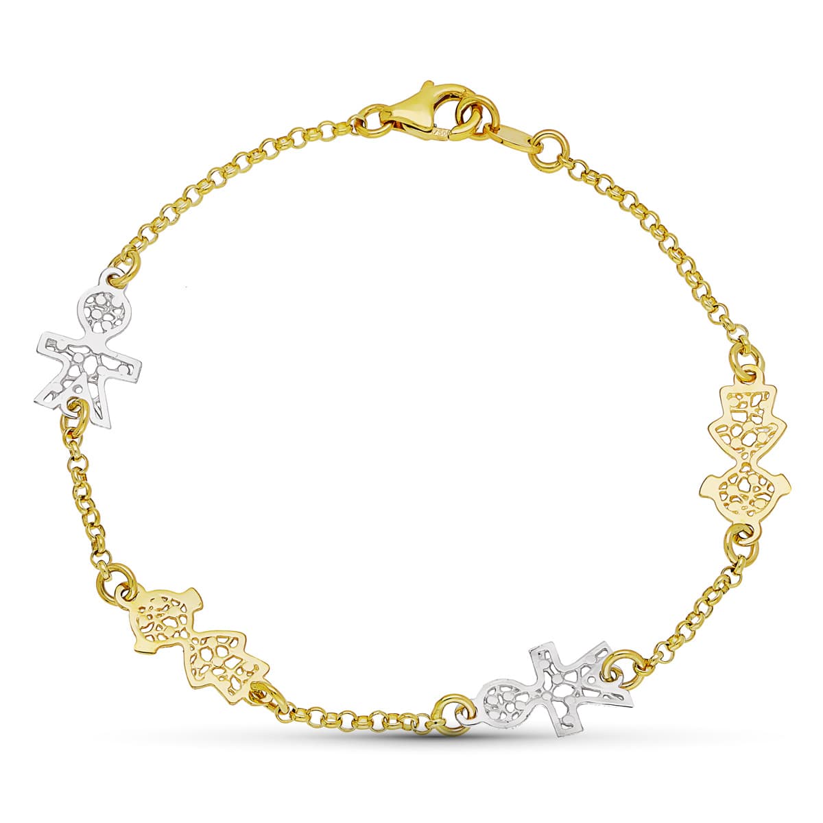 Pulsera Bicolor 18 cm 18K