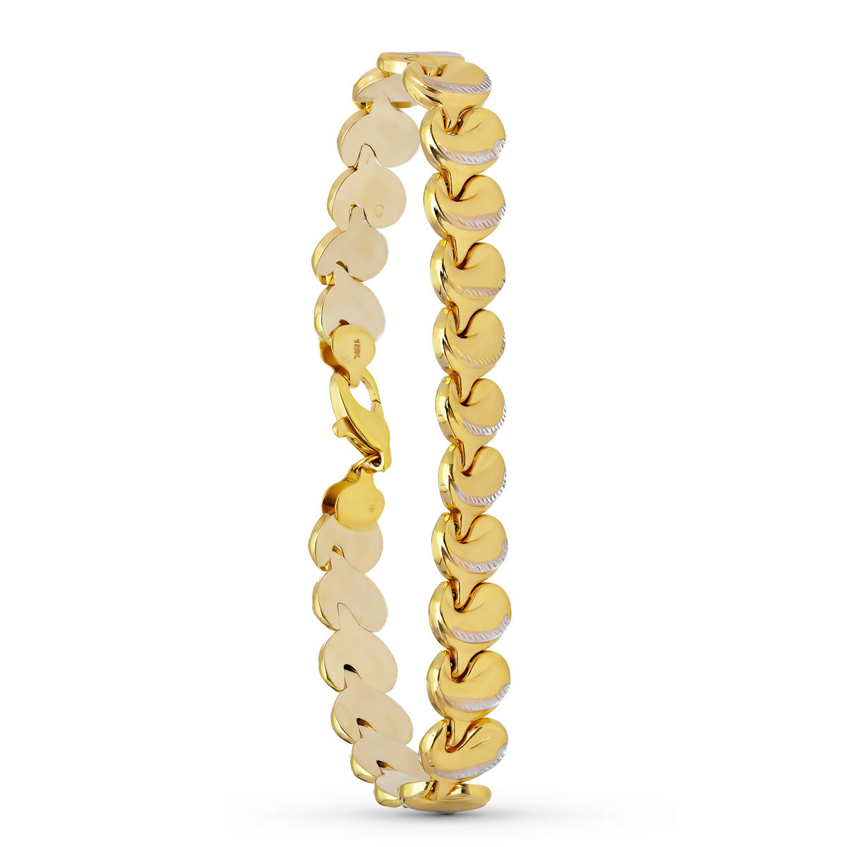Pulsera Bicolor Estampacion 20 cm 18K