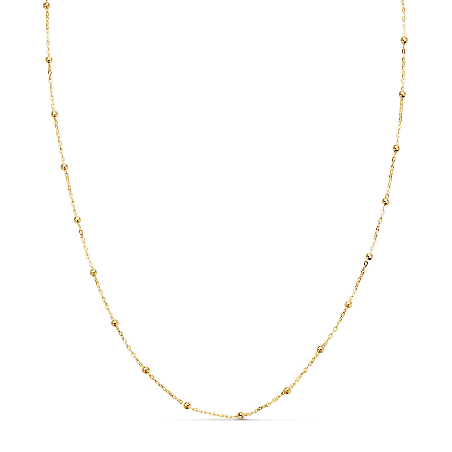18K CADENA ORO AMARILLO FORZADA CON BOLAS DE 1,3 MM. ANCHO: 0,5 MM LARGO: 45CM