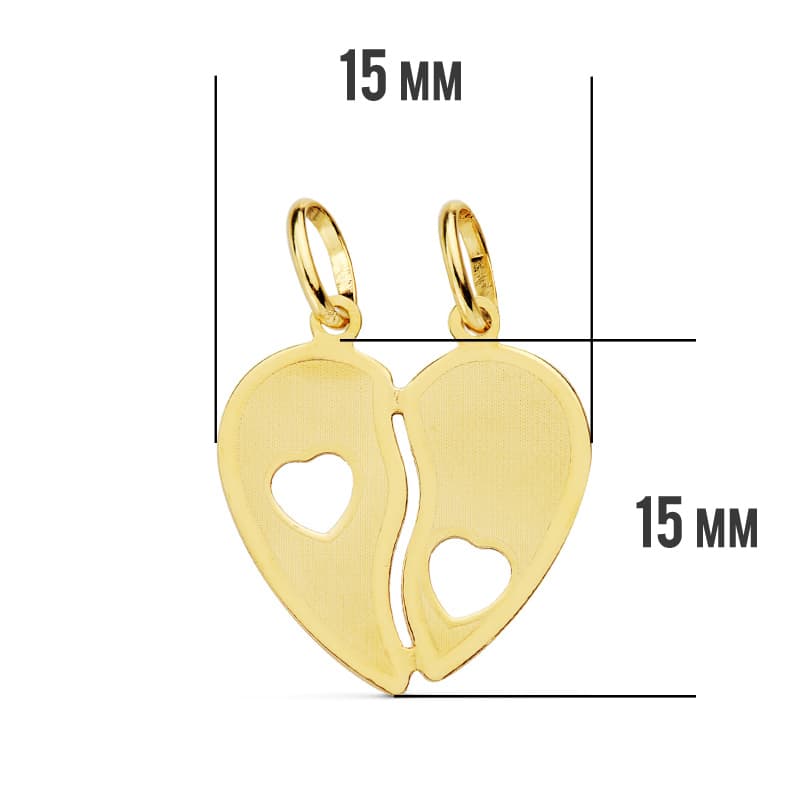 18K COLGANTE ORO AMARILLO CORAZON PARTIDO 15X15 MM