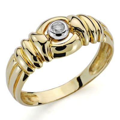 18K SORTIJA ORO BICOLOR DIAMANTE TALLA BRILLANTE. 0,10 QTS.