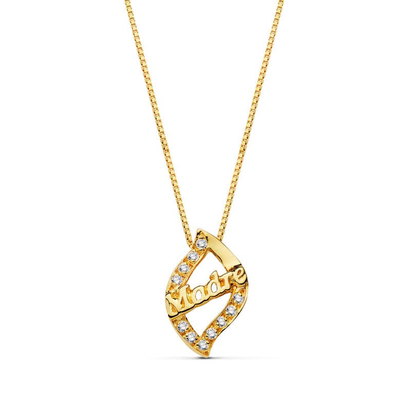 Gargantilla Madre Circonita Cadena 44 cm de oro amarillo 18K