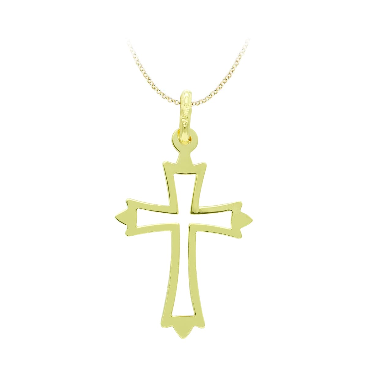 18K CRUZ ORO AMARILLO CALADA LISA 27X17 MM