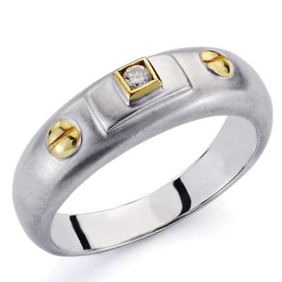 Sortija Bicolor Diamante Natural Talla Brillante 0,030 Qts. 18K