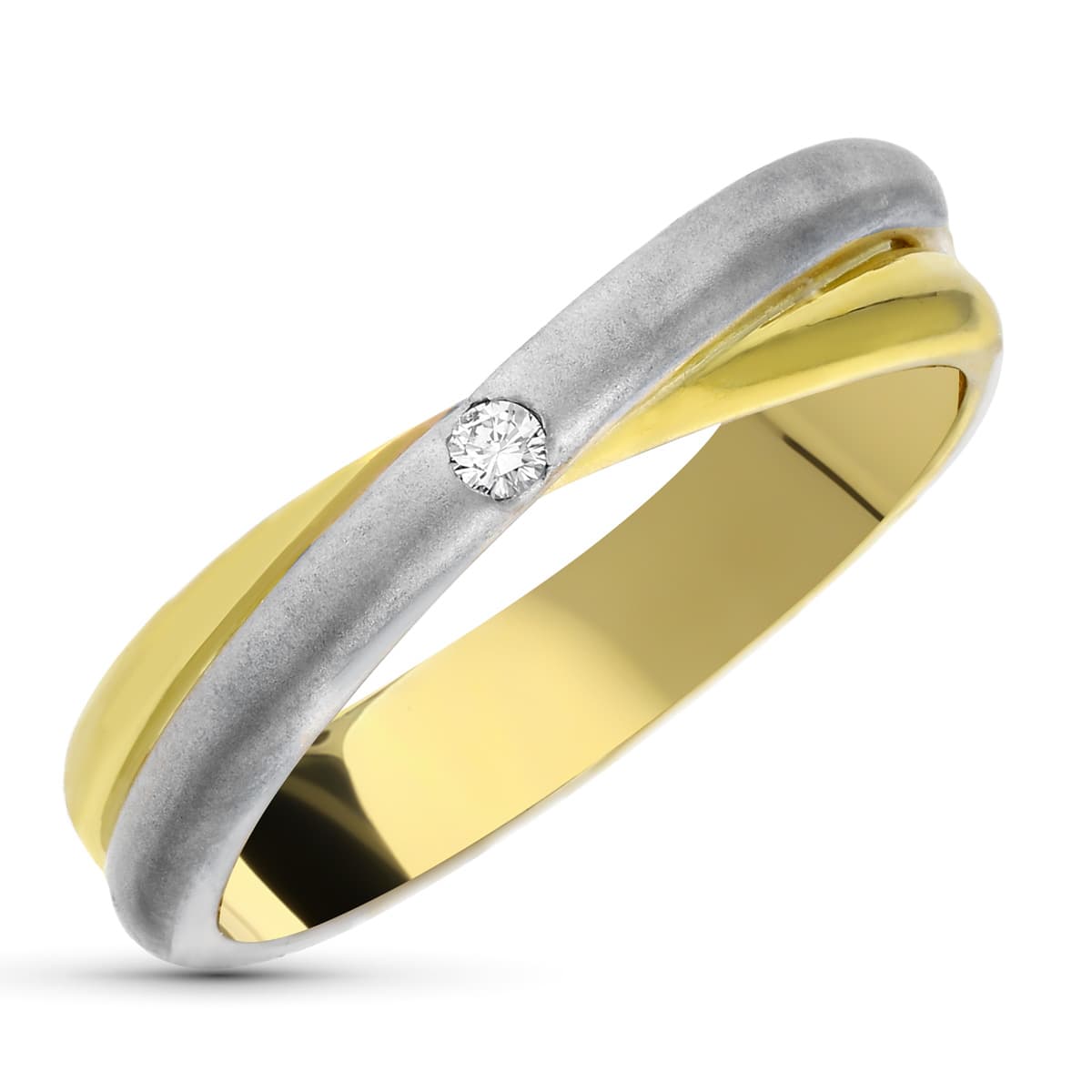 18K SORTIJA ORO BICOLOR DIAMANTE NATURAL BICOLOR 0.03 QTS.