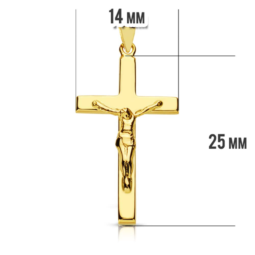 18K CRUZ ORO AMARILLO CON CRISTO. 27X15 MM